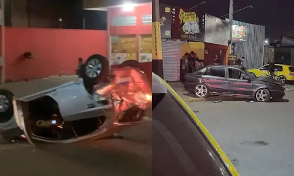 Vídeo: homem atropela 3, foge da PM, causa capotamento e acerta poste