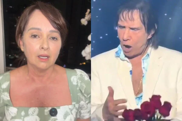 Montagem colorida de Roberto Carlos e Myrian Rios - Metrópoles