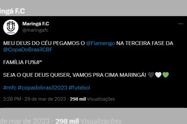 Time lamenta jogo com o Flamengo na Copa do Brasil: “Família, fud***”