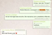 Prints mostram Roberta Luchsinger apresentando Lulinha como sócio