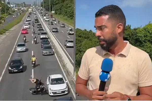 Cena de gravação que flagrou acidente de trânsito ao fundo