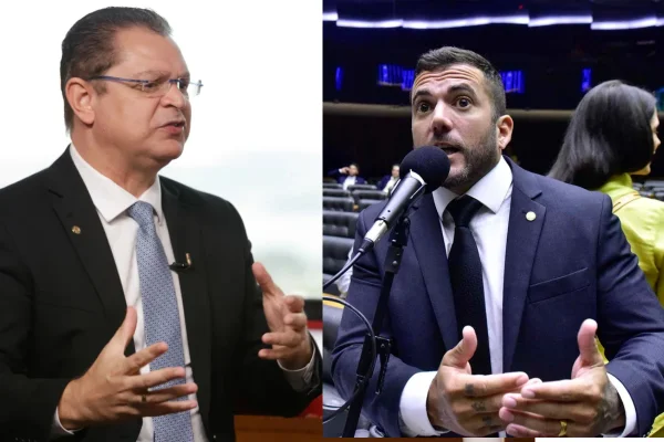 Montagem mostra deputado Sóstenes Calvancante à esquerda e Carlos Jordy á direita