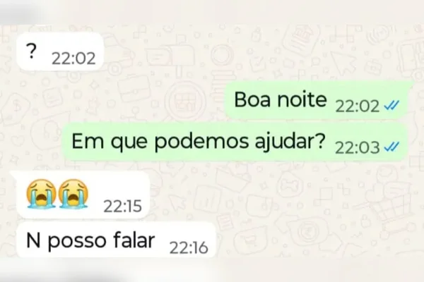 Imagem colorida mostra tela do whatsapp com mensagens do menino de 10 anos - Metrópoles