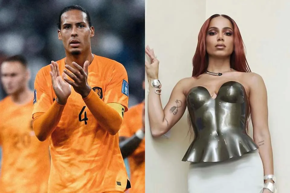 Virgil van Dijk, jogador da Holanda, e Anitta Virgil van Dijk, jogador da Holanda, e Anitta