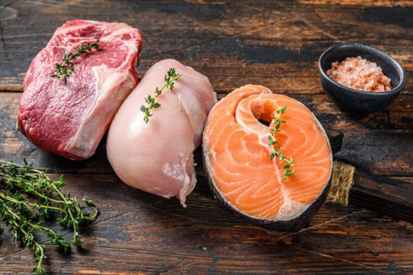 Imagem colorida de diferentes tipos de carne
