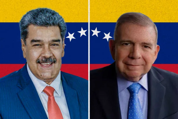 Montagem mostra os dois candidatos à presidência da Venezuela, Nicolás Maduro e Edmundo González - Metrópoles