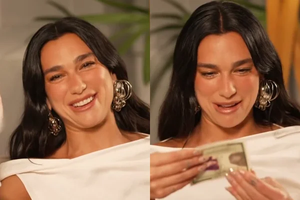 Dua Lipa recebe RG e CPF de Luciano Huck e se declara aos fãs