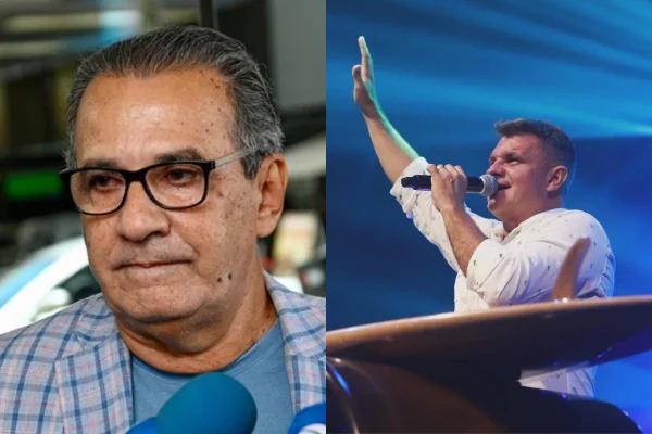 Montagem colorida do pastor Silas Malafaia à esquerda e o apóstolo Rina à direita