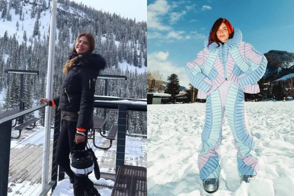 Foto colorida de Luciana Gimenez e Gkay na neve - Metrópoles