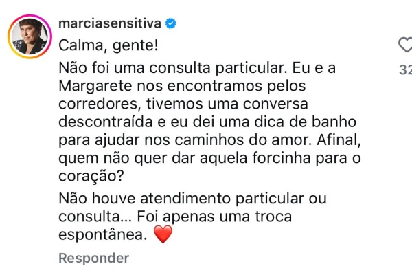 Márcia Sensitiva se pronuncia após ser desmentida por mãe de Virginia - destaque galeria