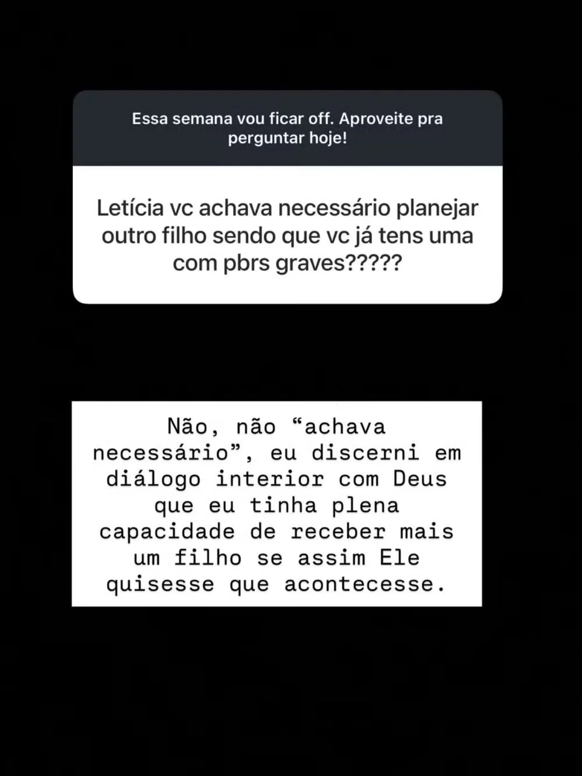 Letícia Cazarré respondeu a críticas de seguidores. Letícia Cazarré respondeu a críticas de seguidores.
