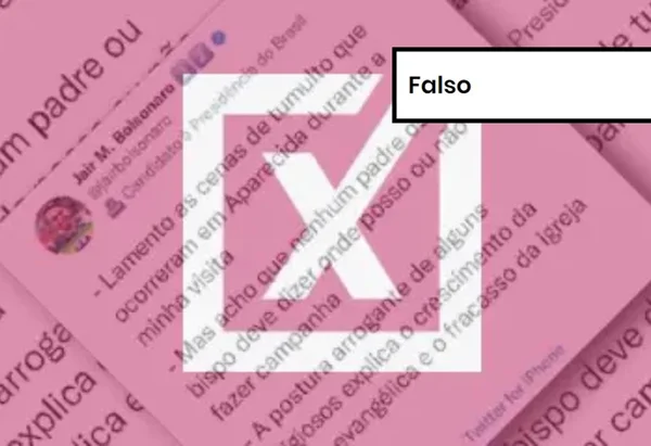 Imagem colorida de postagem falsa sobre tuíte de Bolsonaro