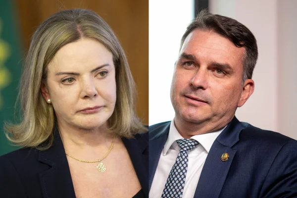 Gleisi Hoffmann e Flávio Bolsonaro
