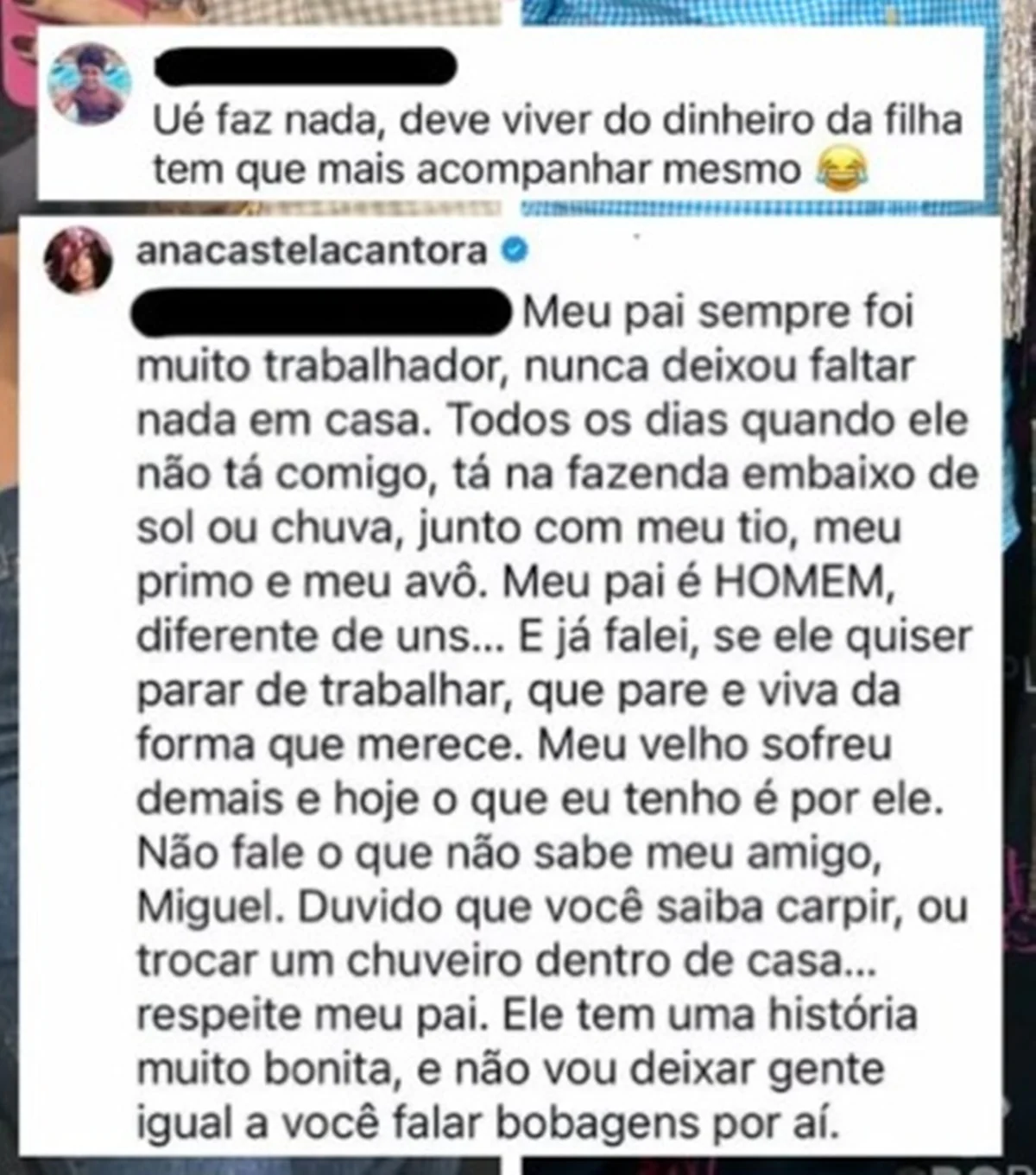 Ana Castela sai em defesa do pai após ofensas: “Muito trabalhador” - imagem 1 Ana Castela sai em defesa do pai após ofensas: “Muito trabalhador” - imagem 1