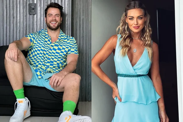 Montagem com fotos dos ex-BBBs Gustavo Marsengo e Bárbara Heck