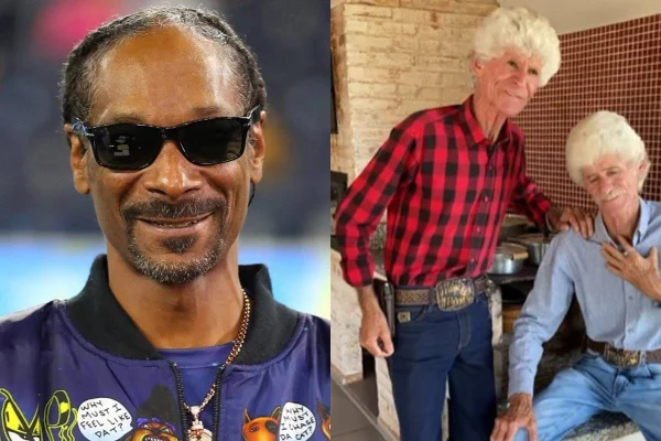 Montagem com fotos coloridas de Snoop Dogg e dupla sertaneja - Metrópoles