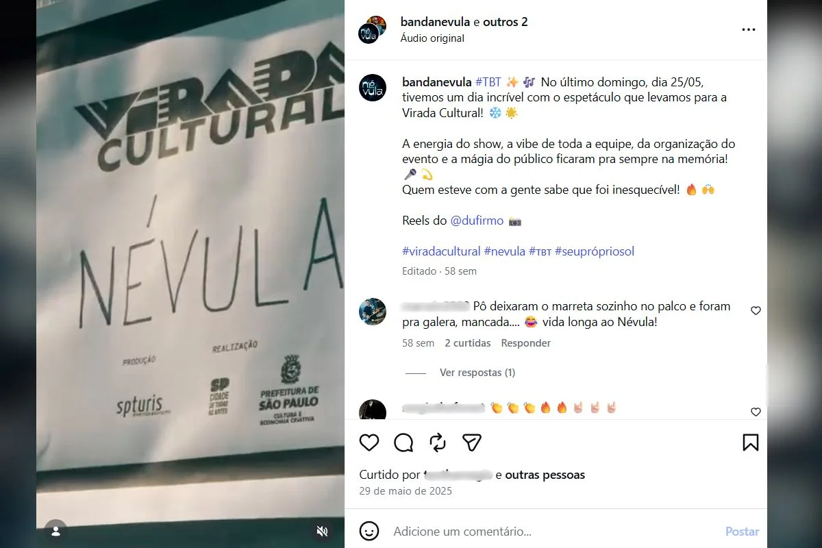 Banda foi uma das atrações da Virada Cultural 2025, no mesmo dia em que as bandas Fresno, Dead Fish e Sepultura se apresentaram.
Banda foi uma das atrações da Virada Cultural 2025, no mesmo dia em que as bandas Fresno, Dead Fish e Sepultura se apresentaram.