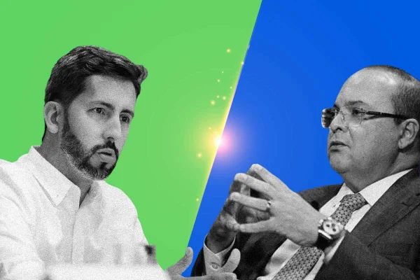 Montagem com os candidatos ao governo do Distrito Federal, Leandro Grass (PV) e Ibaneis Rocha (MDB) frente a frente - Metrópoles
