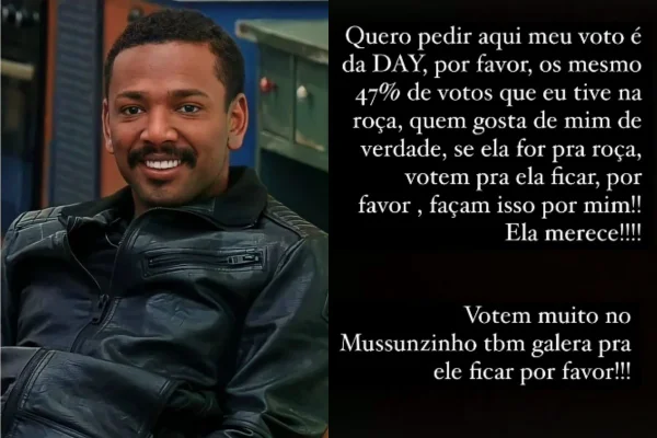 A Fazenda: após expulsão, Nego pede torcida para Day e causa polêmica