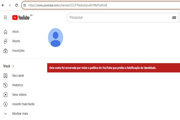 Foto colorida mostra print de página do TRE-PR no YouTube, fora do ar após ataque hacker - Metrópoles