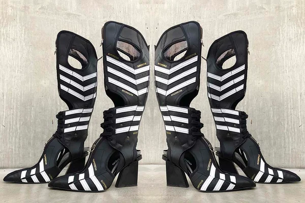 Designer transforma calçados da Adidas em botas, mules e roupas