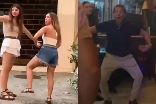 montagem com duas fotos de um homem e uma mulher imitando macados - metrópoles