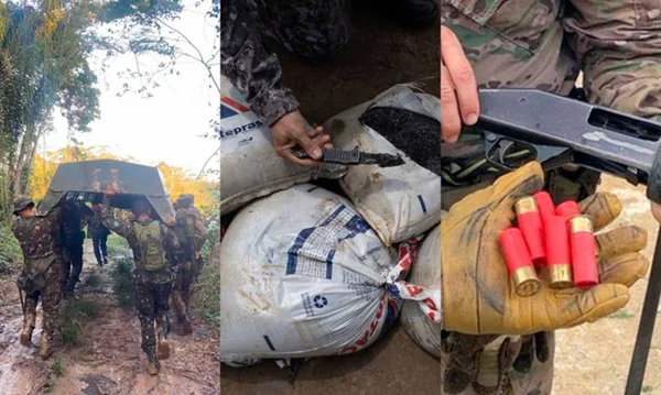Itens apreendidos durante a operação em TI Yanomami