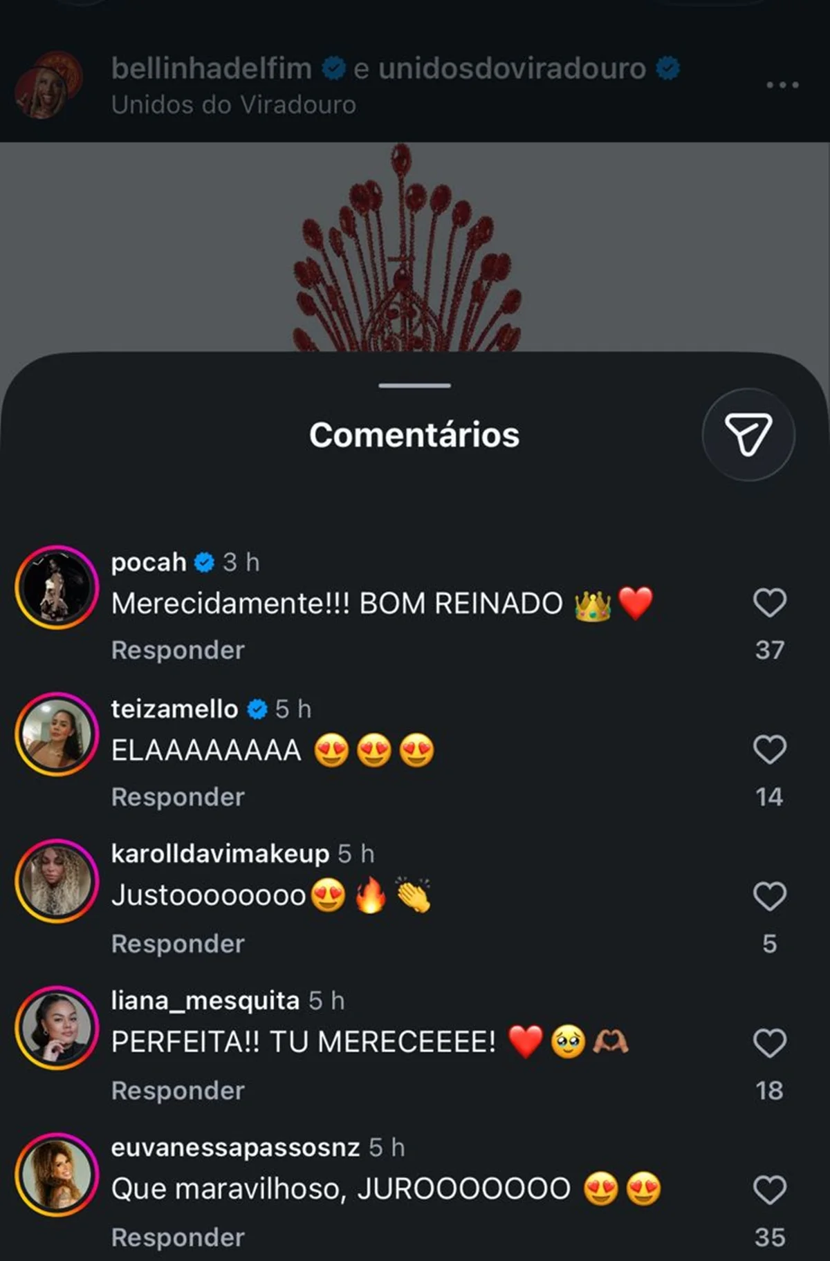 Como Bellinha Delfim herdou coroa de Juliana Paes com apoio da comunidade - imagem 5 Como Bellinha Delfim herdou coroa de Juliana Paes com apoio da comunidade - imagem 5