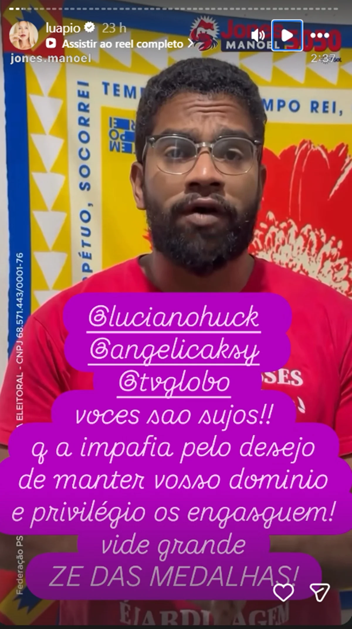 Luana Piovani detona Huck e Angélica após suposto crime eleitoral: “Sujos” - imagem 1 Luana Piovani detona Huck e Angélica após suposto crime eleitoral: “Sujos” - imagem 1