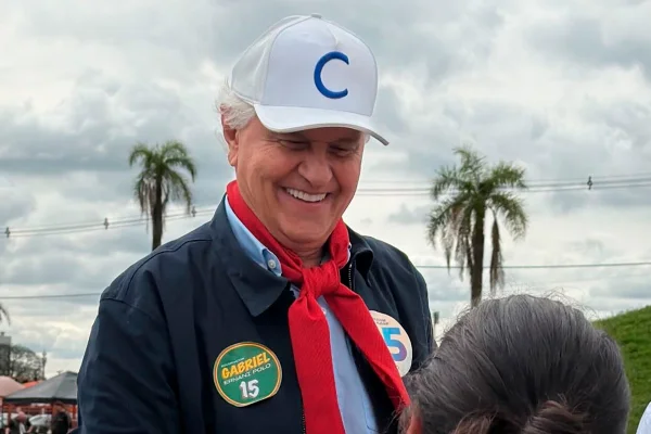 O candidato do PSD à Presidência, Ronaldo Caiado, em agenda no Rio Grande do Sul.