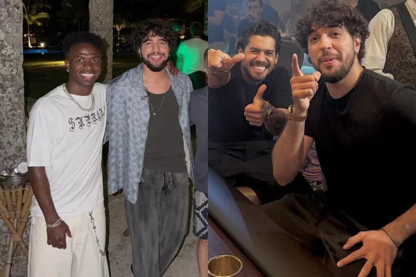 Nattan comete gafe ao postar foto com Vini Jr. e música de Zé Felipe; veja