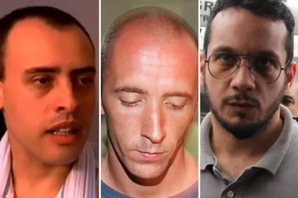 montagem com fotos coloridas de Alexandre Nardoni, Daniel Cravinhos e Gil Rugai - Metrópoles