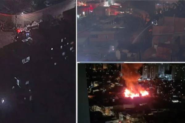 Imagens de incêndio que atingiu comunidade Olaria, na Vila Andrade, durante a madrugada - Metrópoles
