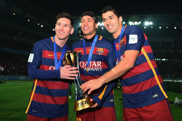 trio MSN Messi, Neymar e Suárez
