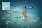 Mapa da região em disputa entre Venezuela e Guiana Mapa da região em disputa entre Venezuela e Guiana