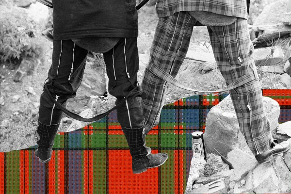 Montagem com punks vestindo estampa xadrez - Metrópoles