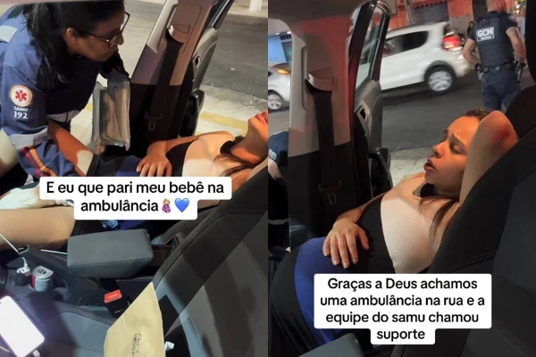 Com 39 semanas e 4 cm de dilatação, grávida foi mandada para casa. A bolsa estourou enquanto ela ia para o hospital e parto do bebê aconteceu no caminho - Metrópoles