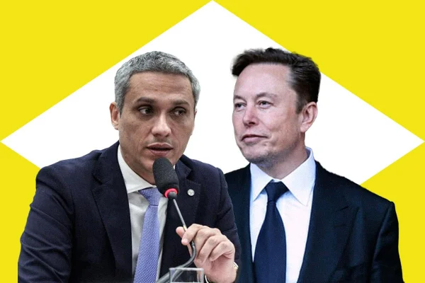 Montagem do deputado Gustavo Gayer com o dono do X , Elon Musk