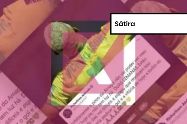 Imagem colorida de postagem satírica sobre Richarlison