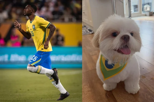 Jogador de futebol Ryann e seu cachorro Duck