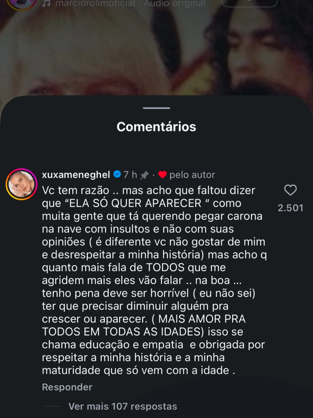 Comentário de Xuxa sobre Mara Maravilha. Comentário de Xuxa sobre Mara Maravilha.
