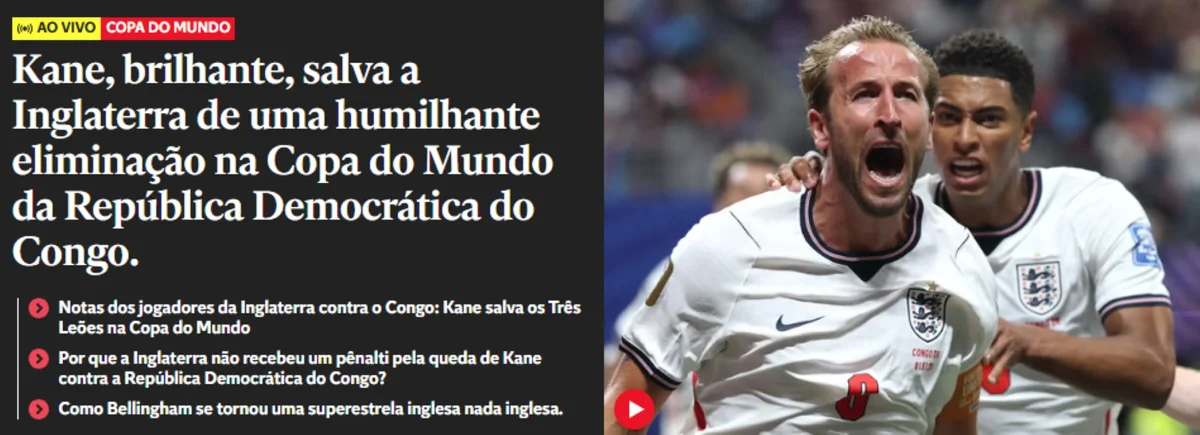Imprensa inglesa chama Kane de herói após virada na Copa do Mundo - imagem 3 Imprensa inglesa chama Kane de herói após virada na Copa do Mundo - imagem 3