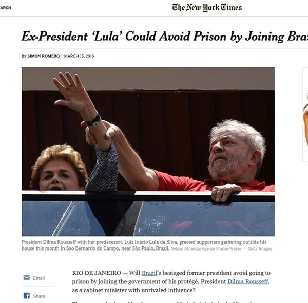 Nomeação do ex-presidente Lula como ministro de Dilma repercute na imprensa internacional