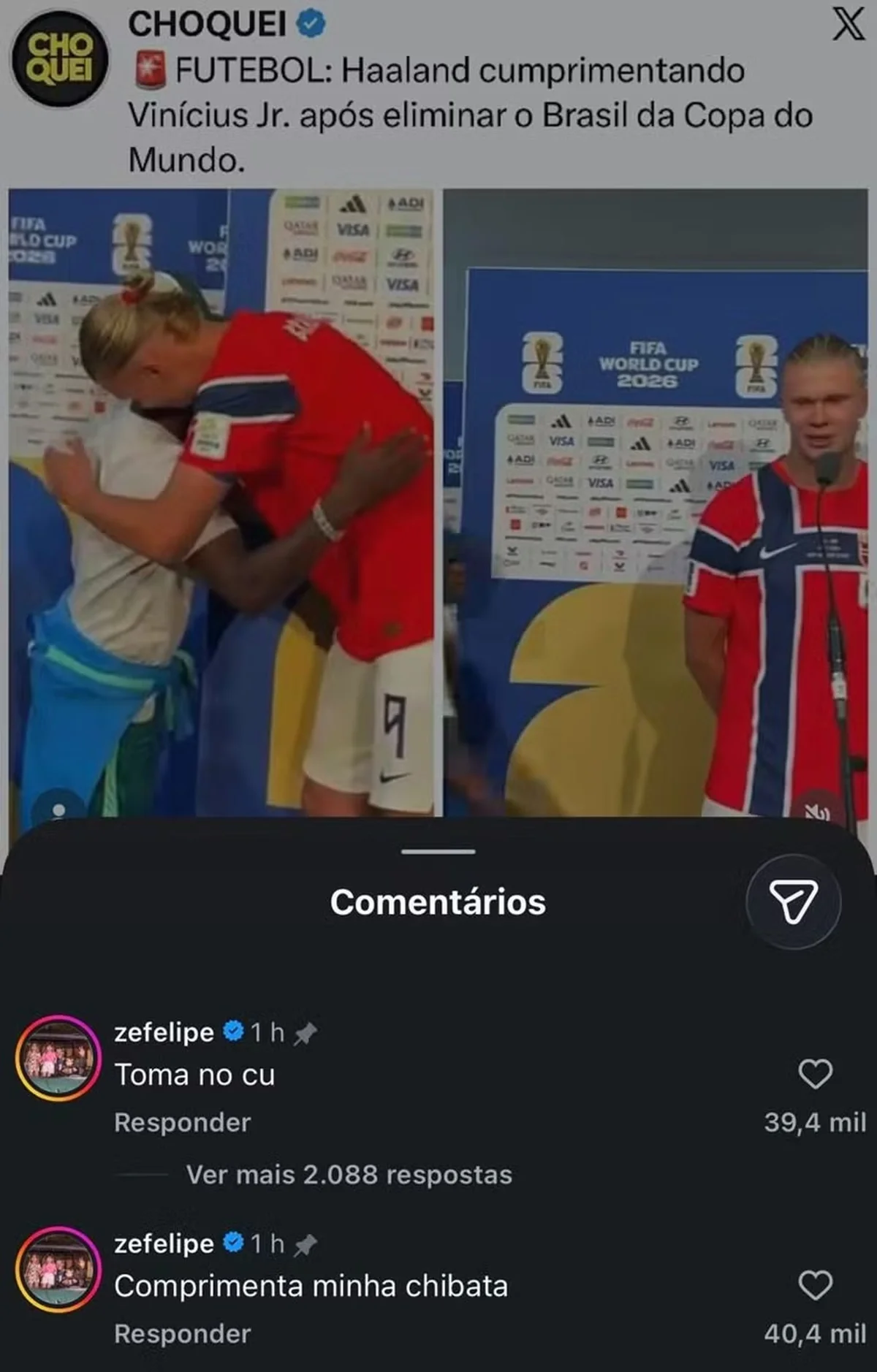 Zé Felipe xinga Vini Jr. após atitude com Haaland Zé Felipe xinga Vini Jr. após atitude com Haaland