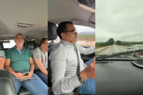 Imagem colorida mostra governador do Tocantins cometendo Infração de Trânsito - Metrópoles