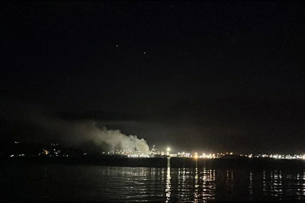 O incêndio atingiu navio com 2,6 mil cabeças de gado que estava atracado no Porto de São Sebastião. Os animais foram retirados com segurança - Metrópoles