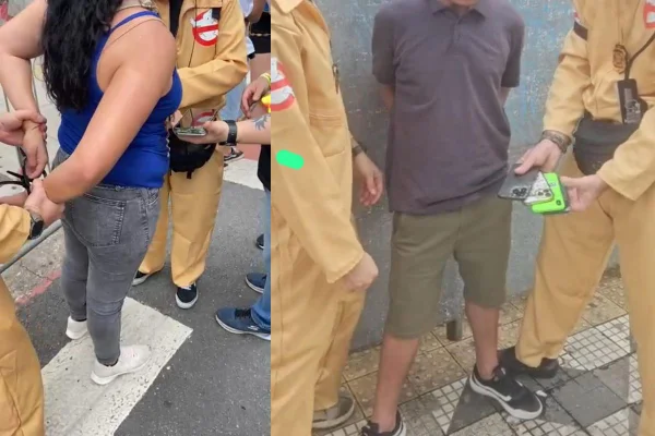 Policiais fantasiados prendem suspeitos no pré-Carnaval da Consolação - Metrópoles