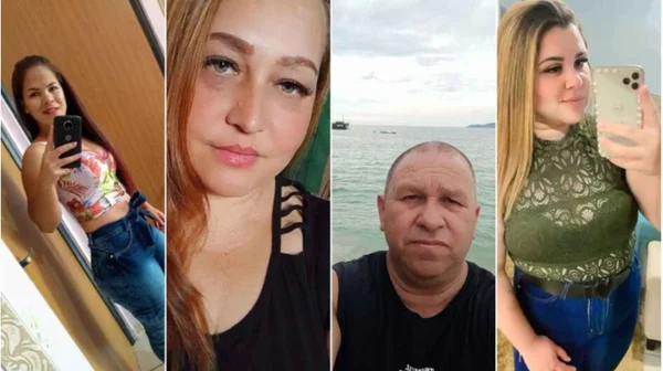 imagem colorida. Quatro familiares que morreram em acidente na BR-280