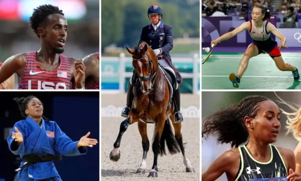 Abdihamid Nur e Weini Kelati, do atletismo, Maria Laborde, do judô, Steffen Peters, do hipismo e Beiwen Zhang, do badminton - Metrópoles