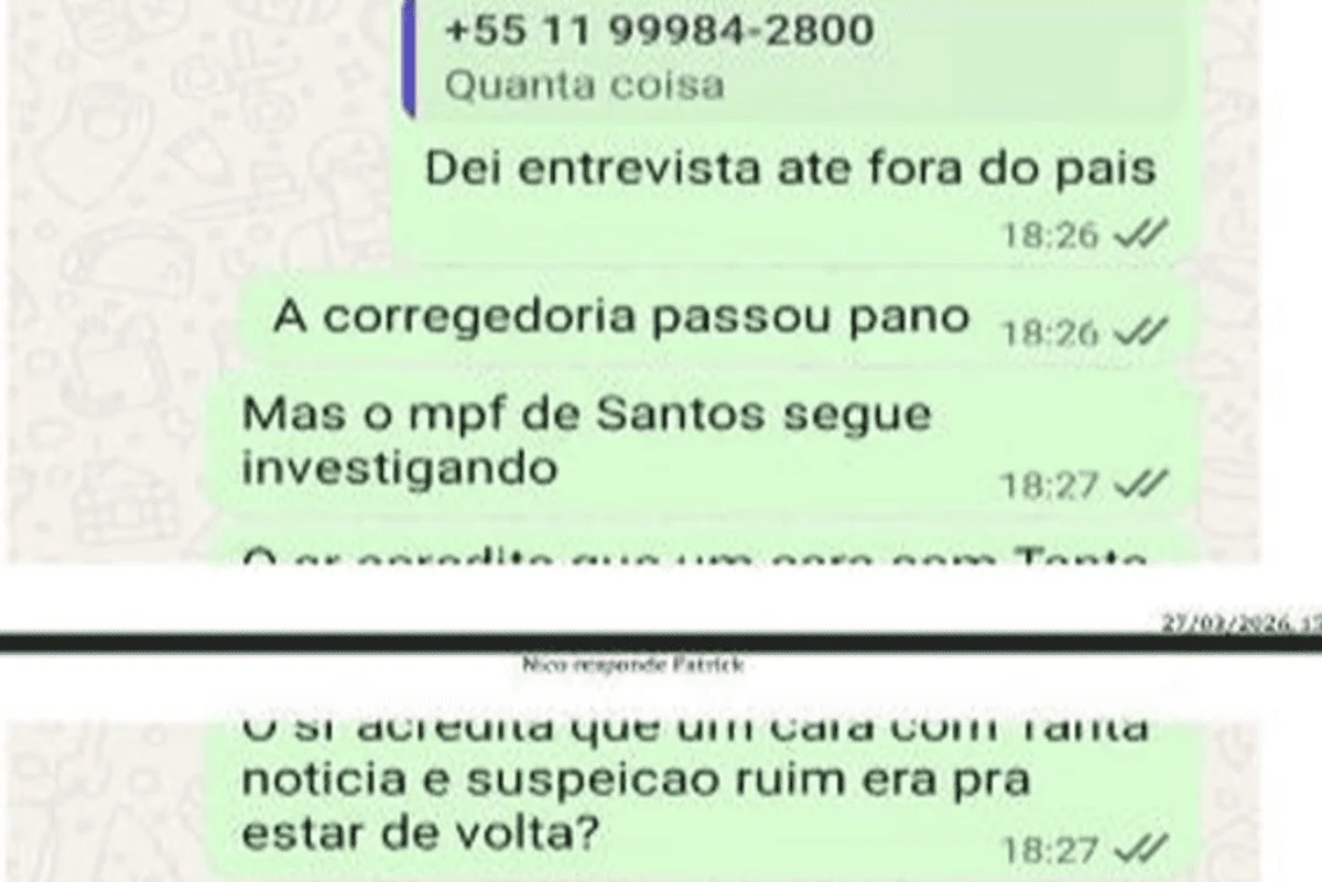 Mensagens supostamente enviadas por Patrick Brito